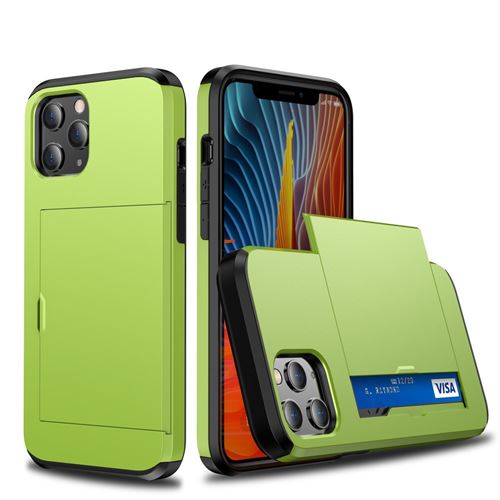 Coque en TPU slide hybride avec porte-carte vert pour votre Apple iPhone 12 Pro Max 6.7 pouces