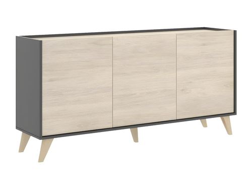 Buffet KOLYMA - 3 portes - Coloris : Chêne & Anthracite