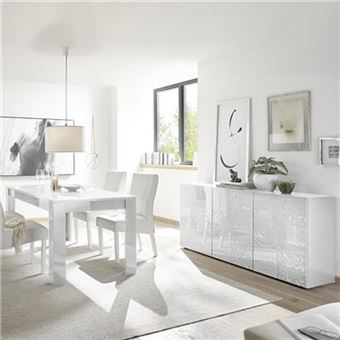 918 09 Sur Salle A Manger Blanche Laquee Buffet 3 Portes Table Design Elma L 180 X P 90 X H 79 Cm Achat Prix Fnac