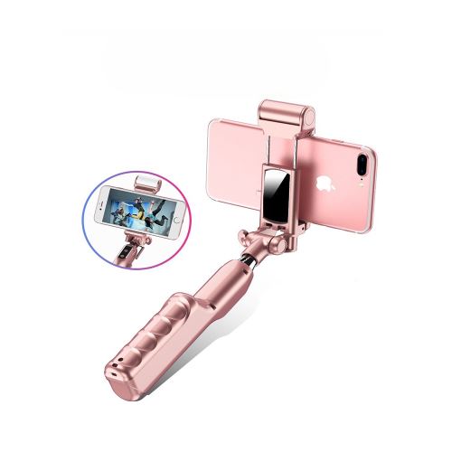 Perche Selfie Bluetooth rose, lumière de fond bâton de beauté selfie，Bâton Réglable Télescopique avec Support Téléphone pour Smartphones