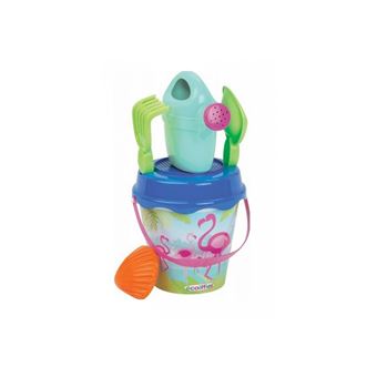 Seau De Plage Ecoiffier Décor Flamant Rose – 17 Cm, Kit Complet Pelle, Râteau, Tamis, Arrosoir, Moule, Dès 18 Mois, Fabriqué En France