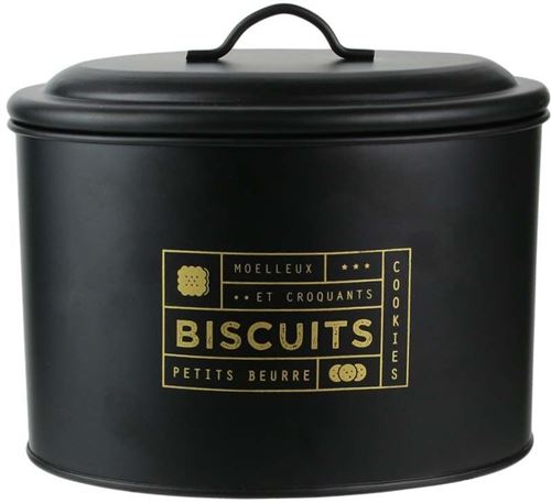 La Boite A - Boite à biscuits en métal noir mat Nora