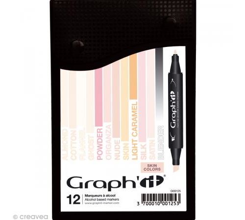 Set 12 Marqueurs à alcool Graph'it - Skin colors - Graph it