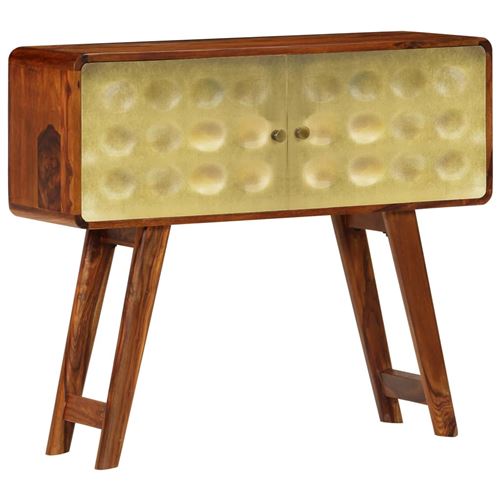 vidaXL Buffet Bois de Sesham solide Imprimé doré 90x30x77 cm