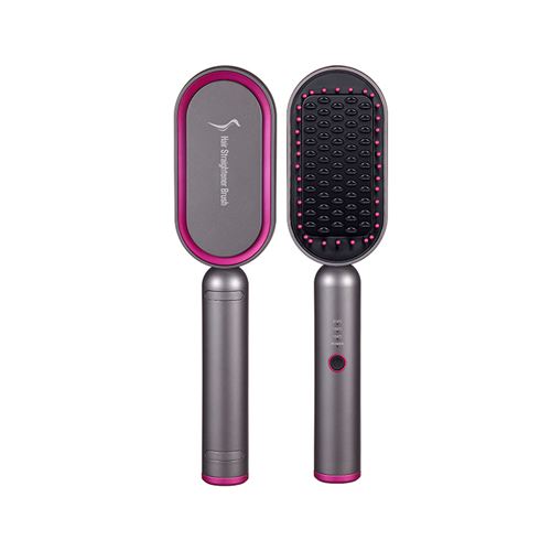 Brosse Cheveux Lissante Chauffante Ions N&eacute;gatifs Anti-Br&ucirc;lure - Rose