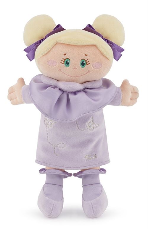 Trudi poupée en tissu avec robe violette 27 cm