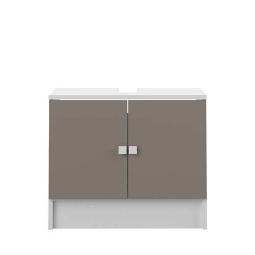 GALET Meuble sous lavabo L 60 cm - Blanc et taupe mat