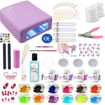 Kit Manucure Eco Lampe Violet Gel Uv Capsules Faux Ongles