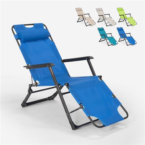 Beach and Garden Design - Chaise longue de plage et de jardin pliante multi-positions Emily Lux Zero Gravity, Couleur: Bleu