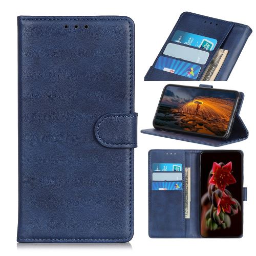 Etui en PU mat magnétique avec support bleu pour votre Motorola P40 Play