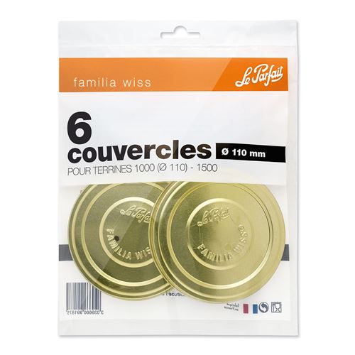 LE PARFAIT - Lot de 6 couvercles 'familia wiss' d. 11 cm