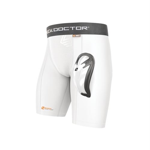Short de compression avec coquille de Baseball Shock Doctor Bioflex cup pour Adulte Blanc Taille - S