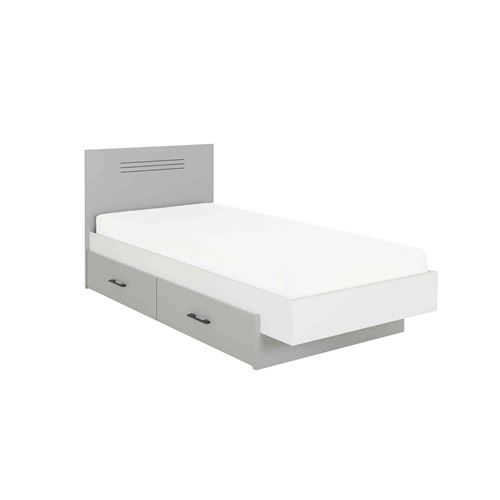 Lit enfant en bois gris et blanc 120x190 tiroir de lit 190 - LT5025