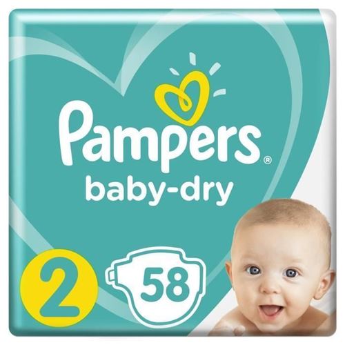 Pampers Baby-dry Taille 2, 4-8 Kg - 58 Couches