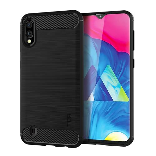 Coque en TPU fibre de carbone noir pour votre Samsung Galaxy M10