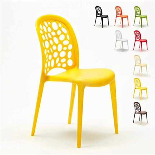 Chaise salle à manger café bar restaurant jardin polypropylène empilable Design WEDDING Holes Messina, Couleur: Jaune