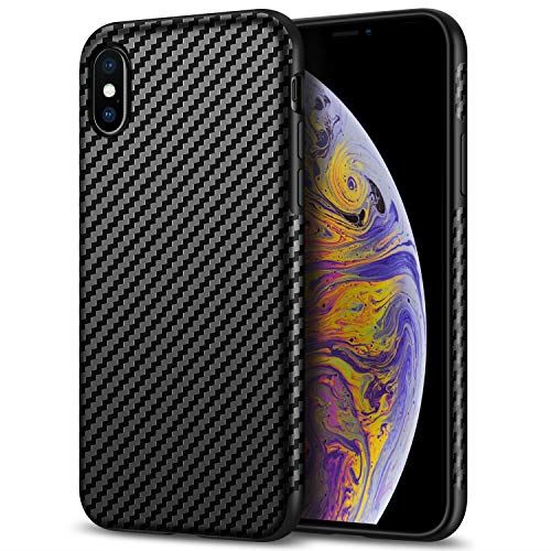 Tasikar Coque iPhone XS Max Étui en Cuir de Carbone Cover Case Compatible iPhone XS Max (Noir)