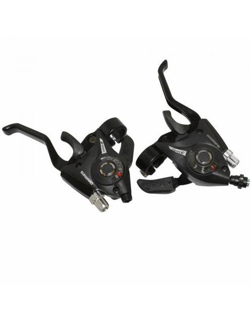 Levier-manette vtt p2r 3x8v. noir alu pour frein v-brake compatible shimano (paire)