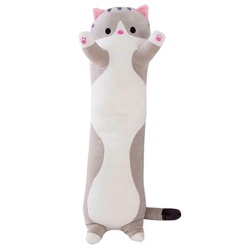 Peluche chat longue 130cm -gris