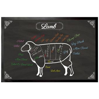 Cuisine Paillasson Essuie-Pieds - Meat Table, Cuts Of Lamb (40x60 cm) - 1