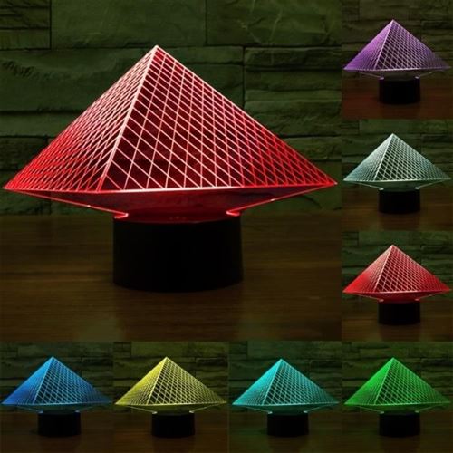 Lampe 3D Pyramide Luminaire Décoratif Intérieur LED 7 Couleurs Tactile USB - YONIS