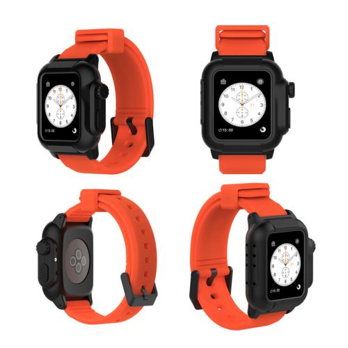 Bracelet en silicone WISETONY remplacement pour Apple Watch Series 2/3 42mm - Noir&Orange