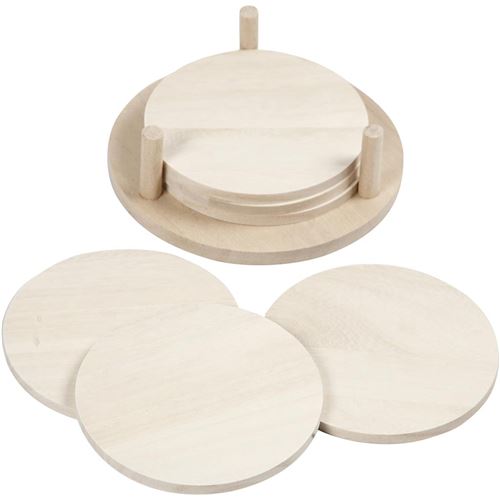 Creotime disques décoratifs en bois avec support 6 pièces