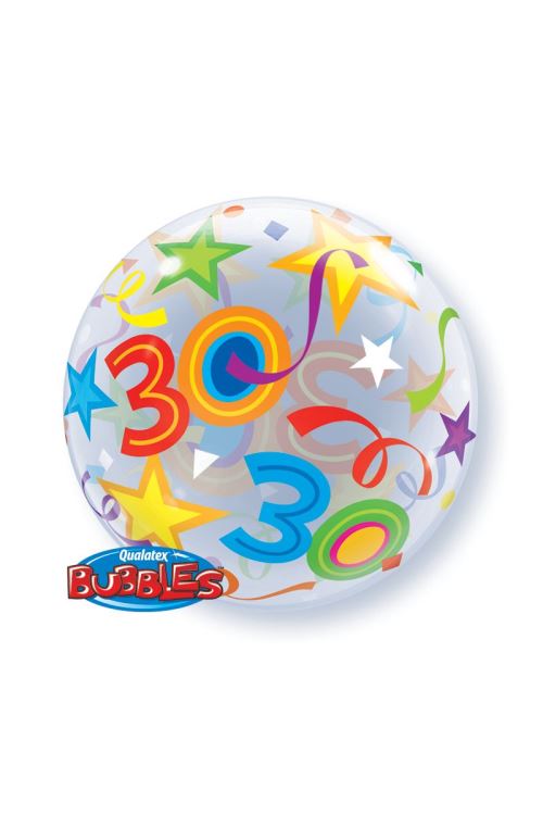 Ballon Bubble étoiles 30 56 Cm 22 Qualatex© - Multicolores - Diamètre: 22 / 56 cm