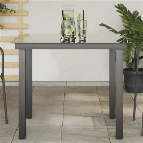 vidaXL Table de jardin Noir 80 x 80 x 74 cm Aluminium et verre