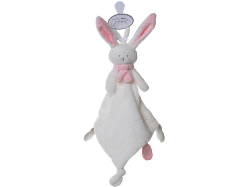 Dimpel - Nina doudou lapin attache-tétine - blanc et rose