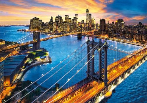 Puzzle adulte new-york et pont de brooklyn avec le couche de soleil 3000 pieces - collection etat unis - clementoni
