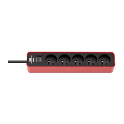 brennenstuhl multiprise ecolor 5 prises (câble 1,50m h05vv-f3g1.0, avec interrupteur), rouge/noir