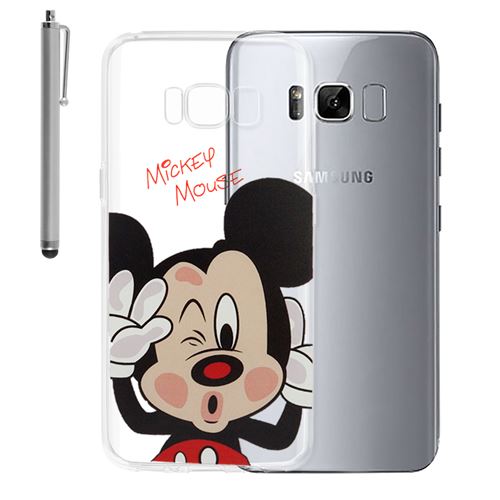 Coque silicone TPU Transparente Ultra-Fine Dessin animé jolie stylet pour Samsung Galaxy S8 5.8 - Mickey