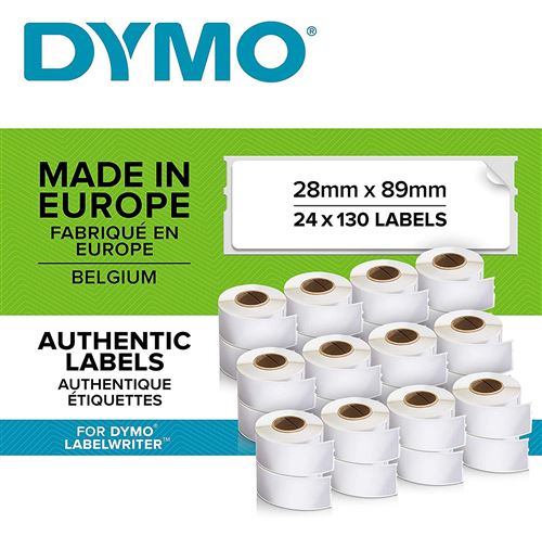 DYMO LabelWriter Address - Adhésif permanent - blanc - 28 x 89 mm 3120 étiquette(s) (24 rouleau(x) x 130) étiquettes adresses - pour DYMO LabelWriter 320, 330 Turbo, 400, 400 Twin Turbo, 450, 450 Twin Turbo, SE450