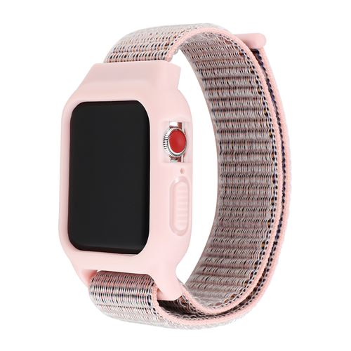 Bracelet en nylon avec coque de protection pour Apple Watch Series 6/ SE/ 5/ 4 40mm - Rose