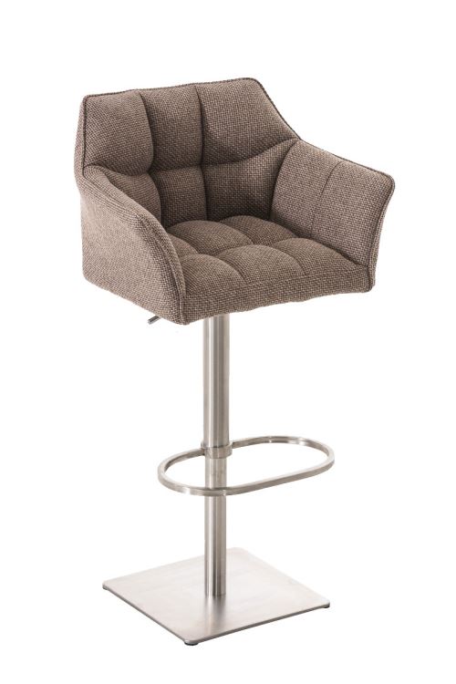 Tabouret de bar Damaso en Tissu , Marron terre/Acier inoxydable