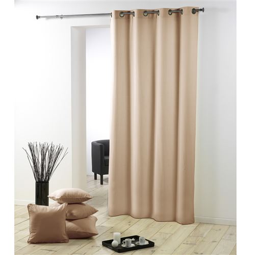 Rideau a oeillets metal 140 x 280 cm polyester uni essentiel Lin