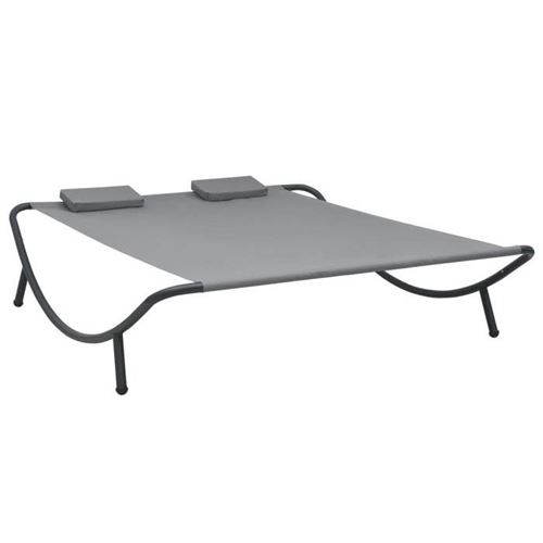 vidaXL - Chaise longue de jardin - Acier - Gris - 200 cm - Image 3