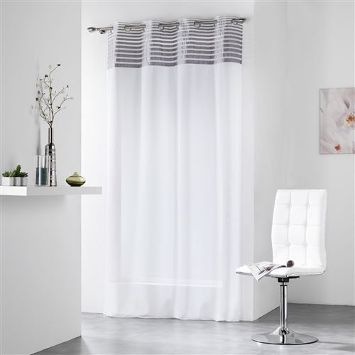 Panneau a oeillets 140 x 240 cm voile rayures sally Gris