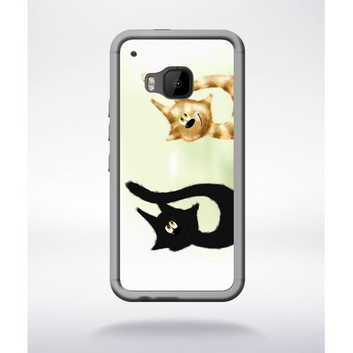 Coque Dessin Chat Noir Et Chat Roux Compatible Htc One M9 Transparent