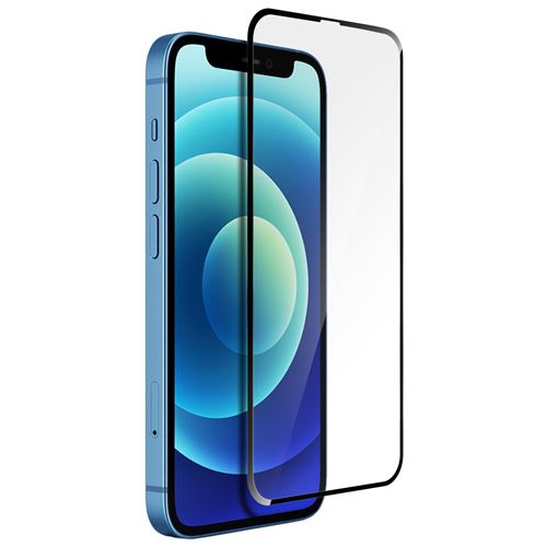 Avizar Film Pour iPhone 12 / 12 Pro Protection Verre Trempé Résistant 5D Full HD Noir