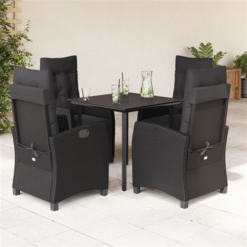 Vidaxl Noir Ensemble À Manger De Jardin 5 Pcs - Image 2
