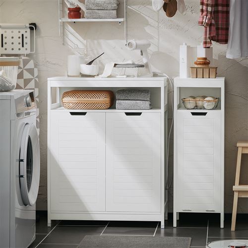 SoBuy BZR121-W Meuble Salle de Bain Armoire Toilette Commode Placard Meuble de Rangement