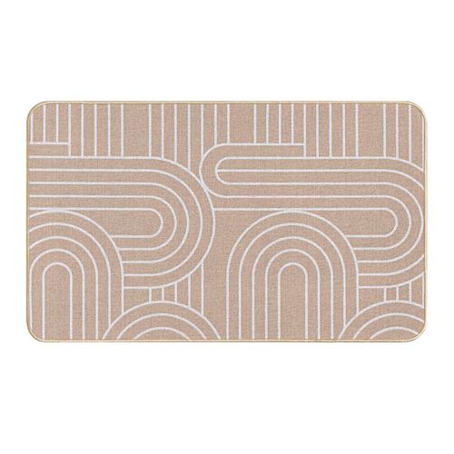 Non Communiqué Beige Tapis Déco Imprimé "Modul" 45X75cm Naturel & Blanc