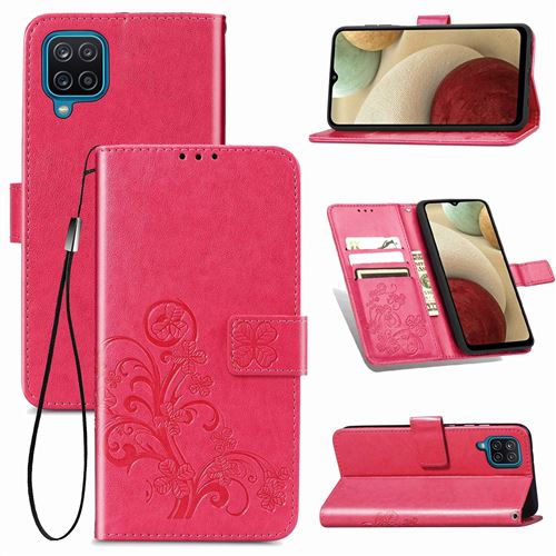MPFRANCE Housse pour Samsung Galaxy A12 5G Rose [Fleur de Lys]
