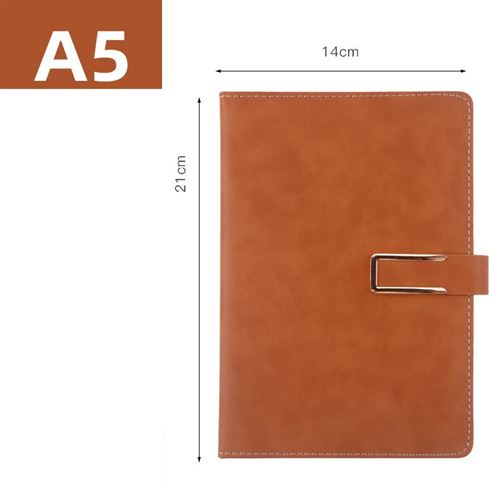 Cahier de note bureau en cuir 200 pages carnet A5 ligné avec porte-stylos(21*14.5cm) - marron