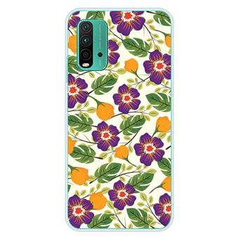 Coque en silicone imprimée compatible Xiaomi Redmi 9T Fleurs Violettes - 1