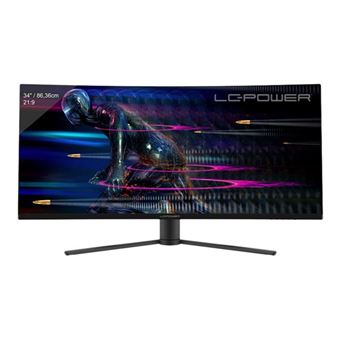 LC Power LC-M34-UWQHD-165-C - Écran LED - jeux - incurvé - 34" - 3440 x 1440 UWQHD @ 165 Hz - VA - 350 cd/m² - 3000:1 - HDR400 - 1 ms - 2xHDMI, 2xDisplayPort - noir