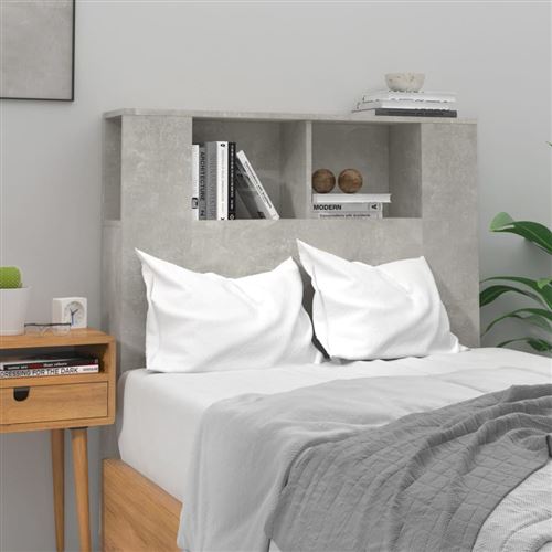 vidaXL Armoire de Tête de Lit Murale Meuble de Chambre à Coucher Tête de Lit avec Rangement Accessoire de Lit Intérieur Gris Béton 100x18,5x104,5 cm