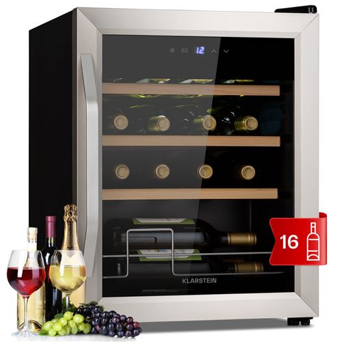 Klarstein Vinamour 16 Uno - Frigorifero Per Vini, 16 Bottiglie/42 L, 5-18 °c, 41 Db, Vetro